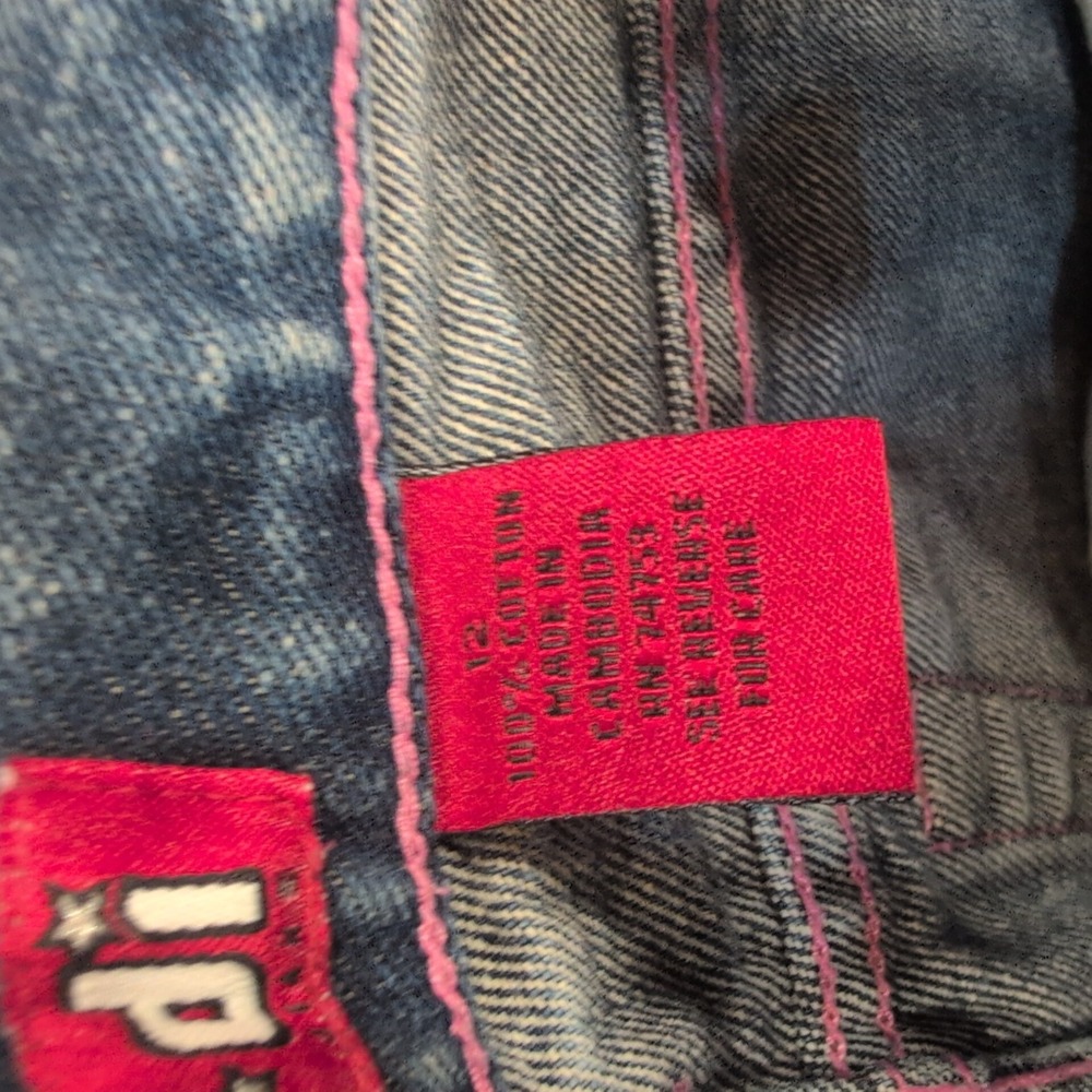 Zana Di Girls Flare Jeans Size 12 Blue‎ Denim Pink Stitching Whiskering Casual - Picture 3 of 5